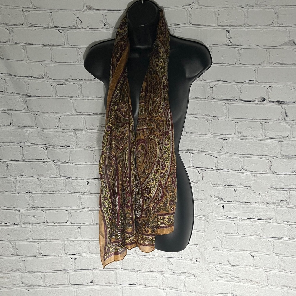 Paisley Patterned 100% silk Afghan Scarf - Picture 3 of 4